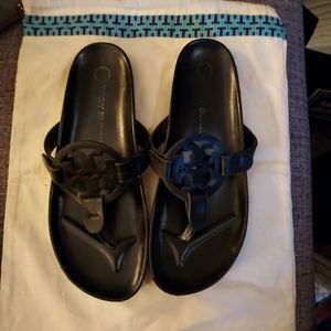 Women's Black Tory Burch Miller Cloud Leather Thong
